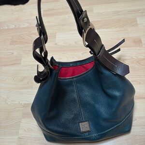 Dooney & Bourke teal blue, pebbled, leather shoulder bag